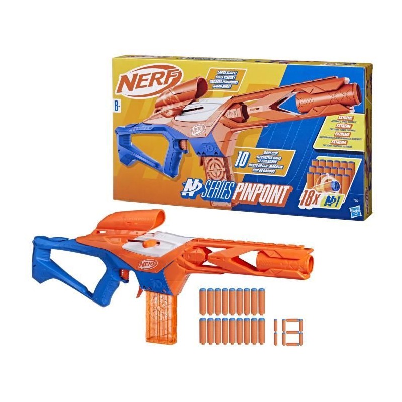 Nerf NSeries blaster Pinpoint a fléchette, Inclut 18 Fléchettes en M Nerf NSeries blaster Pinpoint a fléchette, Inclut 18 Fléchettes en M