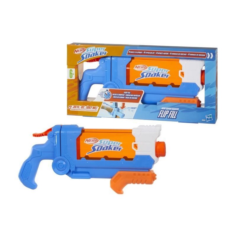 Nerf Super Soaker Flip Fill, Pistolet a eau avec 4 styles de jet, rem