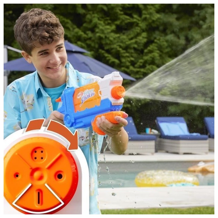 Nerf Super Soaker Flip Fill, Pistolet a eau avec 4 styles de jet, remplissage rapide, capacité de 887 mL d'eau, jouets des 6