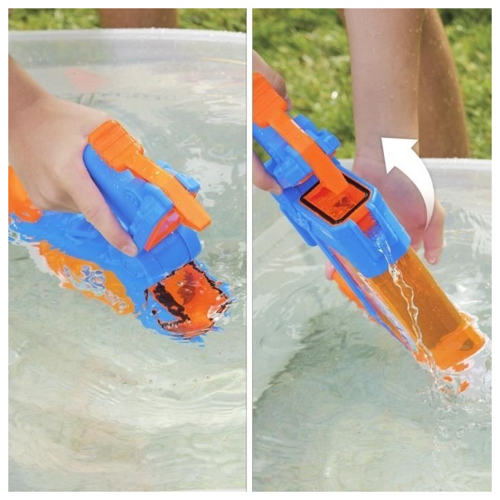 Nerf Super Soaker Flip Fill, Pistolet a eau avec 4 styles de jet, remplissage rapide, capacité de 887 mL d'eau, jouets des 6