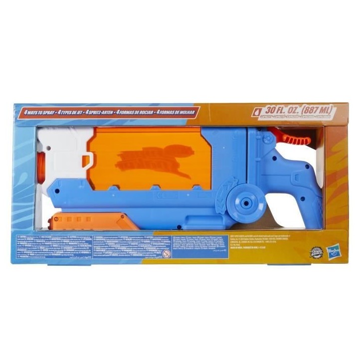 Nerf Super Soaker Flip Fill, Pistolet a eau avec 4 styles de jet, remplissage rapide, capacité de 887 mL d'eau, jouets des 6