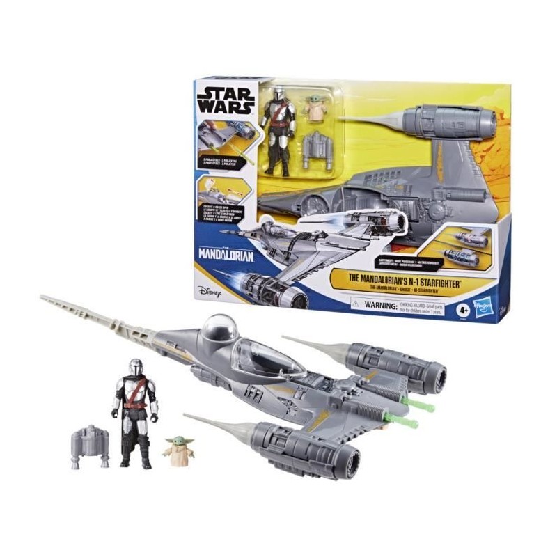 Vaisseau The Mandalorian's N-1 Starfighter, figurines Grogu et Mandalo Vaisseau The Mandalorian's N-1 Starfighter, figurines Grogu et Mandalo