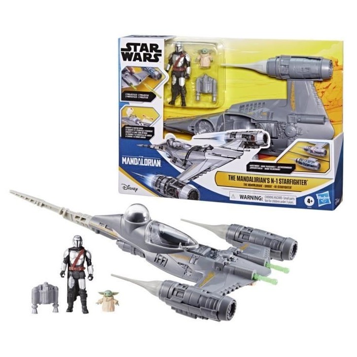 Vaisseau The Mandalorian's N-1 Starfighter, figurines Grogu et Mandalorien de 10 cm, jouet pour enfant des 4 ans, Star Wars Ep Vaisseau The Mandalorian's N-1 Starfighter, figurines Grogu et Mandalorien de 10 cm, jouet pour enfant des 4 ans, Star Wars Ep