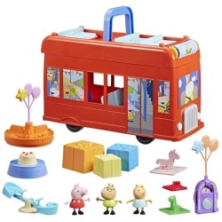 Peppa Pig, coffret Bus en fete 2 en 1 avec 3 figurines et 13 accesso