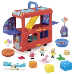 Peppa Pig, coffret Bus en fete 2 en 1 avec 3 figurines et 13 accesso