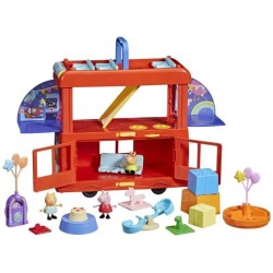 Peppa Pig, coffret Bus en fete 2 en 1 avec 3 figurines et 13 accesso