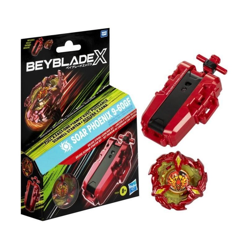 Beyblade X pack Soar Phoenix 9-60GF avec lanceur a corde deluxe, toupi Beyblade X pack Soar Phoenix 9-60GF avec lanceur a corde deluxe, toupi