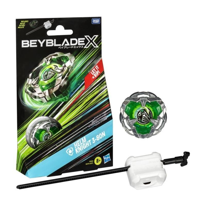 Beyblade X, Starter Pack Helm Knight 3-80N avec toupie de compétition Beyblade X, Starter Pack Helm Knight 3-80N avec toupie de compétition