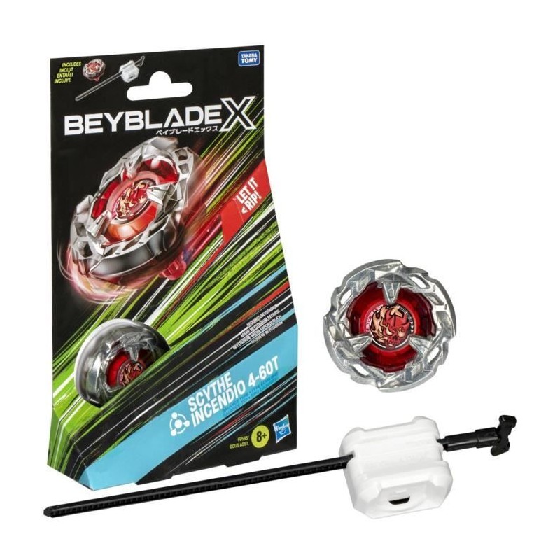 Beyblade X, Starter Pack Scythe Incendio 4-60T avec toupie de compéti Beyblade X, Starter Pack Scythe Incendio 4-60T avec toupie de compéti