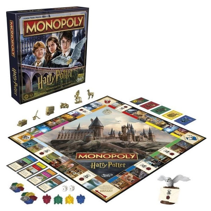 Monopoly Harry Potter édition, Jeu de société de plateau, Aventures magiques a Poudlard, des 8 ans, 2 a 6 joueurs