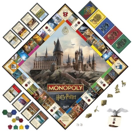 Monopoly Harry Potter édition, Jeu de société de plateau, Aventures magiques a Poudlard, des 8 ans, 2 a 6 joueurs
