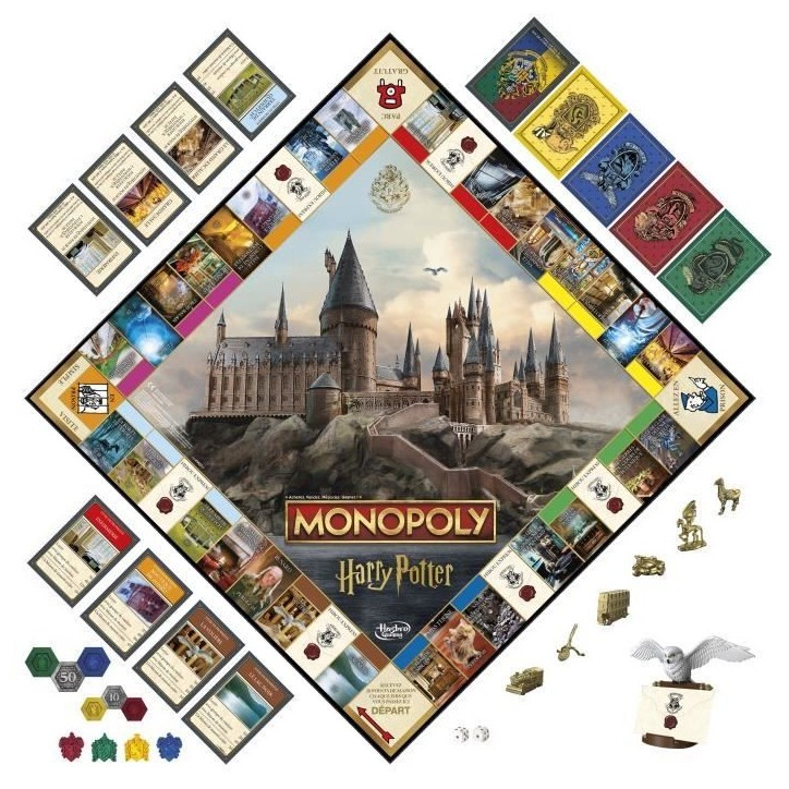 Monopoly Harry Potter édition, Jeu de société de plateau, Aventures magiques a Poudlard, des 8 ans, 2 a 6 joueurs