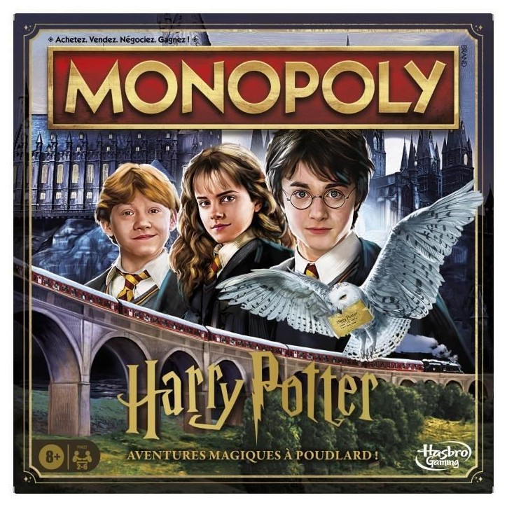 Monopoly Harry Potter édition, Jeu de société de plateau, Aventures magiques a Poudlard, des 8 ans, 2 a 6 joueurs