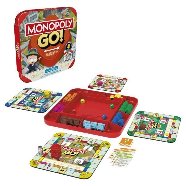 Monopoly GO!, Jeu de société, Jeu de plateau familial, Durée 15 min, Inspiré du jeu mobile, a partir de 8 ans Monopoly GO!, Jeu de société, Jeu de plateau familial, Durée 15 min, Inspiré du jeu mobile, a partir de 8 ans