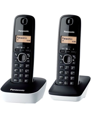 Téléphone sans fil Panasonic KX-TG1612FRW Duo - Répertoire 50 noms - Rétroéclairage - Fixation murale - Blanc