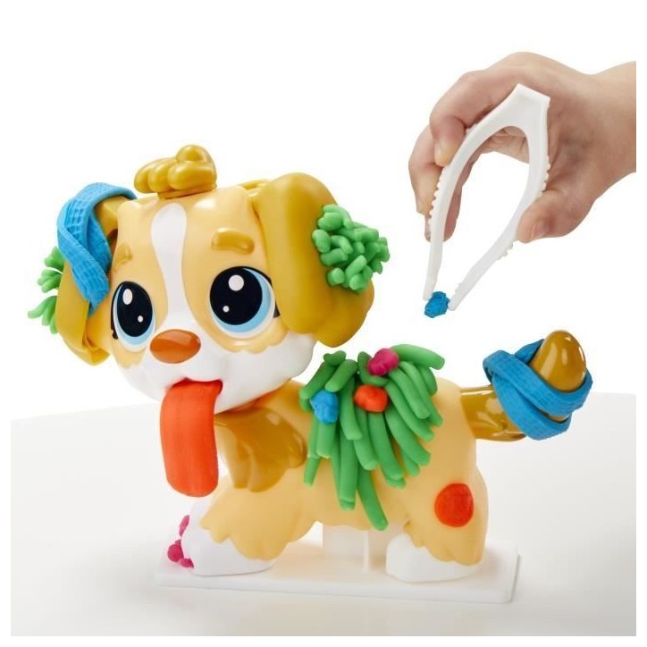 Play-Doh Le cabinet vétérinaire avec chien, avec 5 pots de pâte a modeler et 10 outils, jouet périscolaire, Les classiques