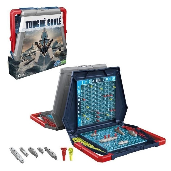 Touché coulé - jeu de société de bataille navale - pour 2 joueurs - version française Touché coulé - jeu de société de bataille navale - pour 2 joueurs - version française