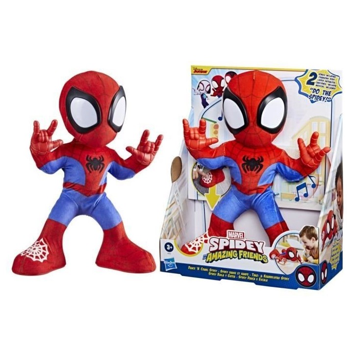 Spidey danse et rampe, peluche interactive avec musique et sons, jouets de super-héros a partir de 3 ans, Spidey et ses Amis E