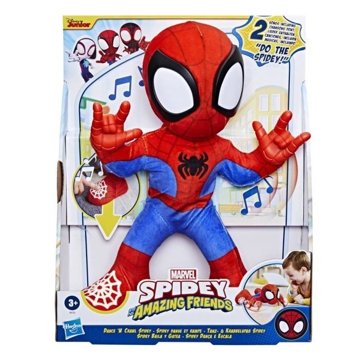 Spidey danse et rampe, peluche interactive avec musique et sons, jouets de super-héros a partir de 3 ans, Spidey et ses Amis E