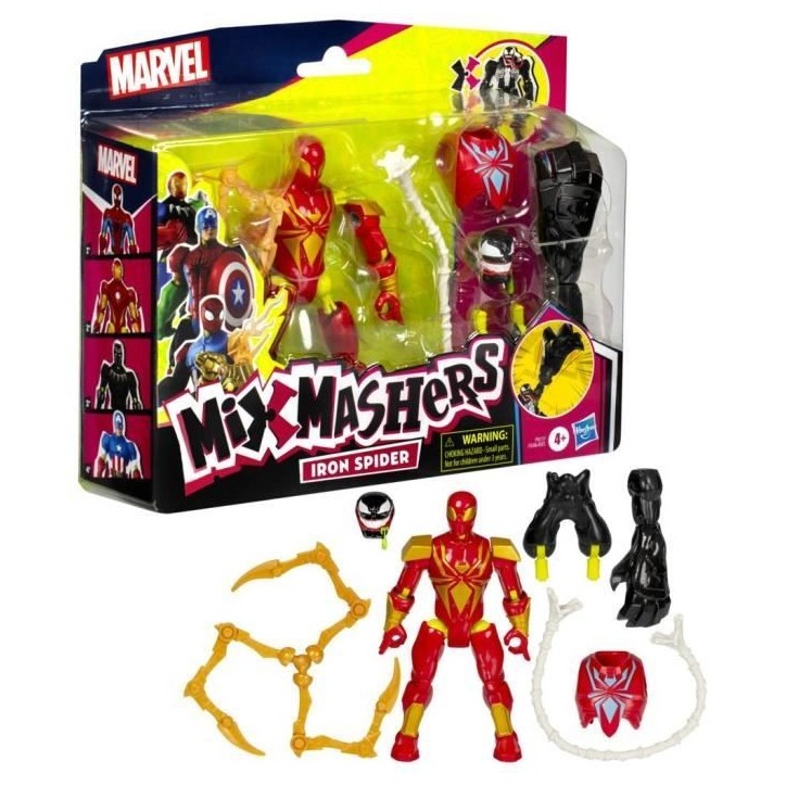 MixMashers Iron Spider Deluxe, figurine 12 cm personnalisable a mélanger et combiner avec accessoires, Marvel, des 4 ans MixMashers Iron Spider Deluxe, figurine 12 cm personnalisable a mélanger et combiner avec accessoires, Marvel, des 4 ans