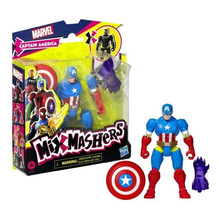 MixMashers Captain America, figurine 12 cm personnalisable a mélanger et combiner avec accessoires, Marvel, des 4 ans MixMashers Captain America, figurine 12 cm personnalisable a mélanger et combiner avec accessoires, Marvel, des 4 ans