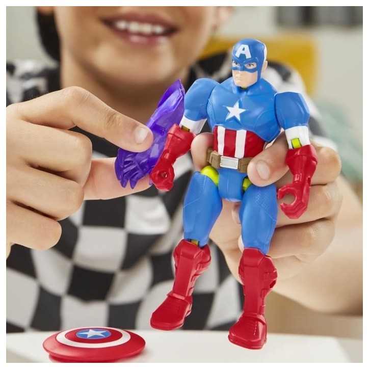 MixMashers Captain America, figurine 12 cm personnalisable a mélanger et combiner avec accessoires, Marvel, des 4 ans MixMashers Captain America, figurine 12 cm personnalisable a mélanger et combiner avec accessoires, Marvel, des 4 ans