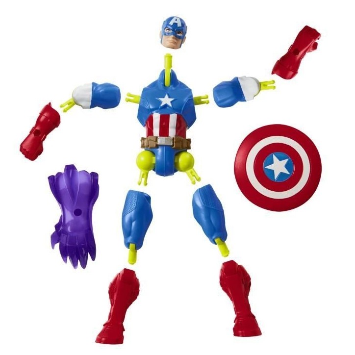 MixMashers Captain America, figurine 12 cm personnalisable a mélanger et combiner avec accessoires, Marvel, des 4 ans MixMashers Captain America, figurine 12 cm personnalisable a mélanger et combiner avec accessoires, Marvel, des 4 ans