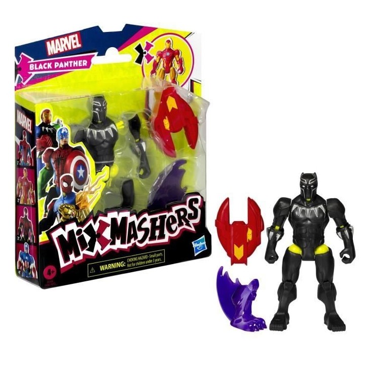 MixMashers Black Panther, figurine 12 cm personnalisable a mélanger et combiner avec accessoires, Marvel, des 4 ans MixMashers Black Panther, figurine 12 cm personnalisable a mélanger et combiner avec accessoires, Marvel, des 4 ans