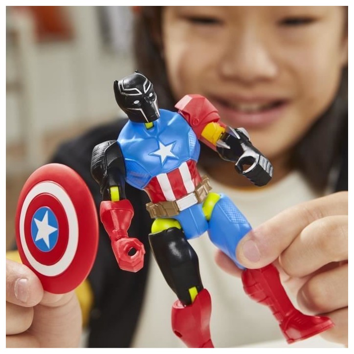 MixMashers Black Panther, figurine 12 cm personnalisable a mélanger et combiner avec accessoires, Marvel, des 4 ans MixMashers Black Panther, figurine 12 cm personnalisable a mélanger et combiner avec accessoires, Marvel, des 4 ans