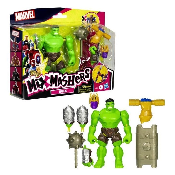 MixMashers Hulk Deluxe, figurine 12 cm personnalisable a mélanger et combiner avec accessoires, Marvel, des 4 ans MixMashers Hulk Deluxe, figurine 12 cm personnalisable a mélanger et combiner avec accessoires, Marvel, des 4 ans