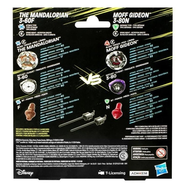 Beyblade X Multipack Toupie The Mandalorian 3-60F vs. Moff Gideon 3-80N, Star Wars, Des 8 ans Beyblade X Multipack Toupie The Mandalorian 3-60F vs. Moff Gideon 3-80N, Star Wars, Des 8 ans