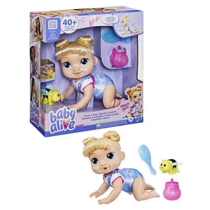 Baby Alive, Harper Hugs Marche a 4 pattes, poupée électronique de 27 cm marchant a 4 pattes, cheveux blonds, a partir de 3 Baby Alive, Harper Hugs Marche a 4 pattes, poupée électronique de 27 cm marchant a 4 pattes, cheveux blonds, a partir de 3