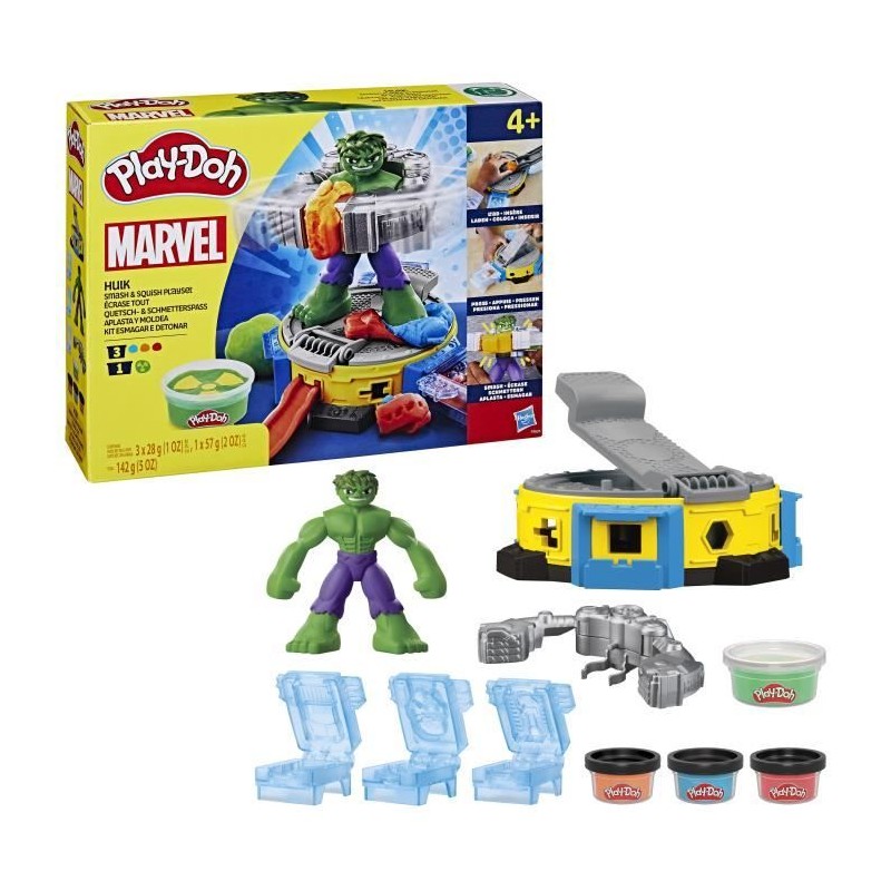 Play-Doh Hulk Écrase tout, coffret pâte a modeler avec figurine Hulk Play-Doh Hulk Écrase tout, coffret pâte a modeler avec figurine Hulk