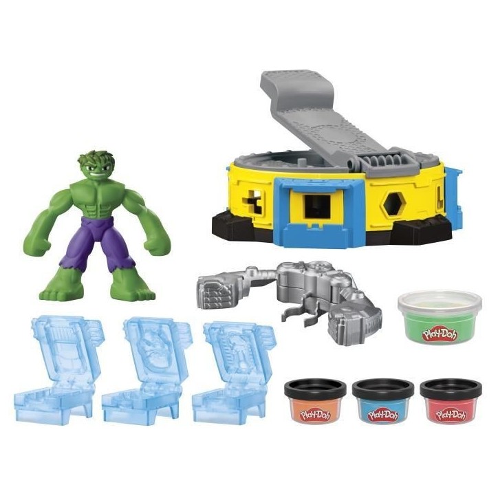 Play-Doh Hulk Écrase tout, coffret pâte a modeler avec figurine Hulk, a partir de 4 ans, Marvel