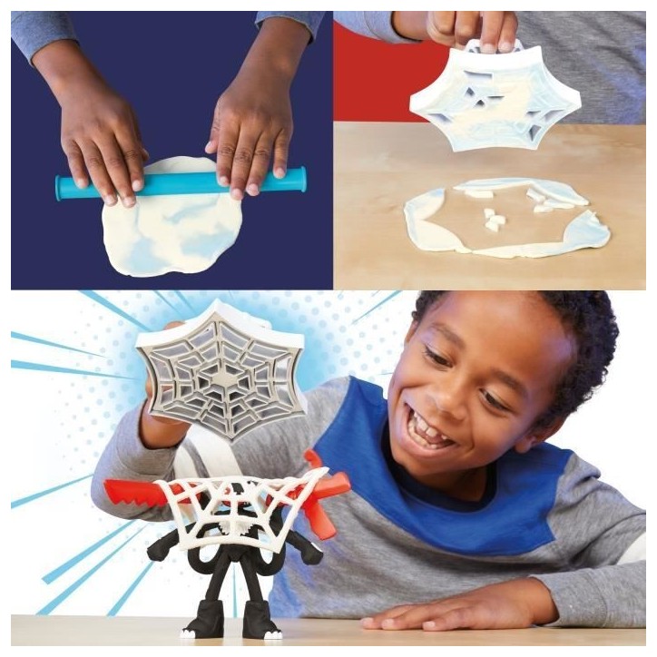 Play-Doh Spider-Man, coffret Attaque tranchante avec 2 figurines flexibles, 7 accessoires et pâte a modeler, des 4 ans, Marv Play-Doh Spider-Man, coffret Attaque tranchante avec 2 figurines flexibles, 7 accessoires et pâte a modeler, des 4 ans, Marv