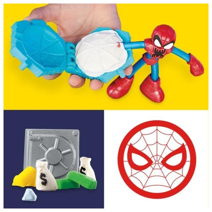 Play-Doh Spider-Man, coffret Attaque tranchante avec 2 figurines flexibles, 7 accessoires et pâte a modeler, des 4 ans, Marv Play-Doh Spider-Man, coffret Attaque tranchante avec 2 figurines flexibles, 7 accessoires et pâte a modeler, des 4 ans, Marv
