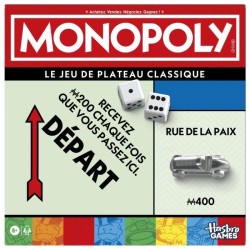 Monopoly classique, jeu de société de plateau, avec boîte de rangem