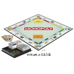 Monopoly classique, jeu de société de plateau, avec boîte de rangem
