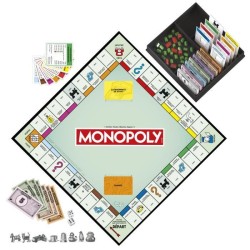 Monopoly classique, jeu de société de plateau, avec boîte de rangem