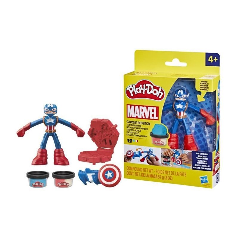 Play-Doh Captain America, coffret Bouclier tamponneur avec figurine fl Play-Doh Captain America, coffret Bouclier tamponneur avec figurine fl