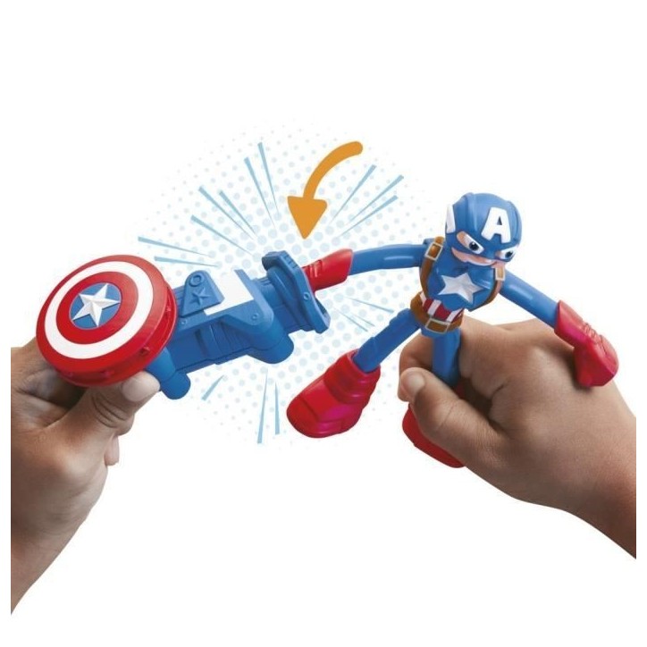 Play-Doh Captain America, coffret Bouclier tamponneur avec figurine flexible, accessoires et pâte a modeler, des 4 ans, Marvel