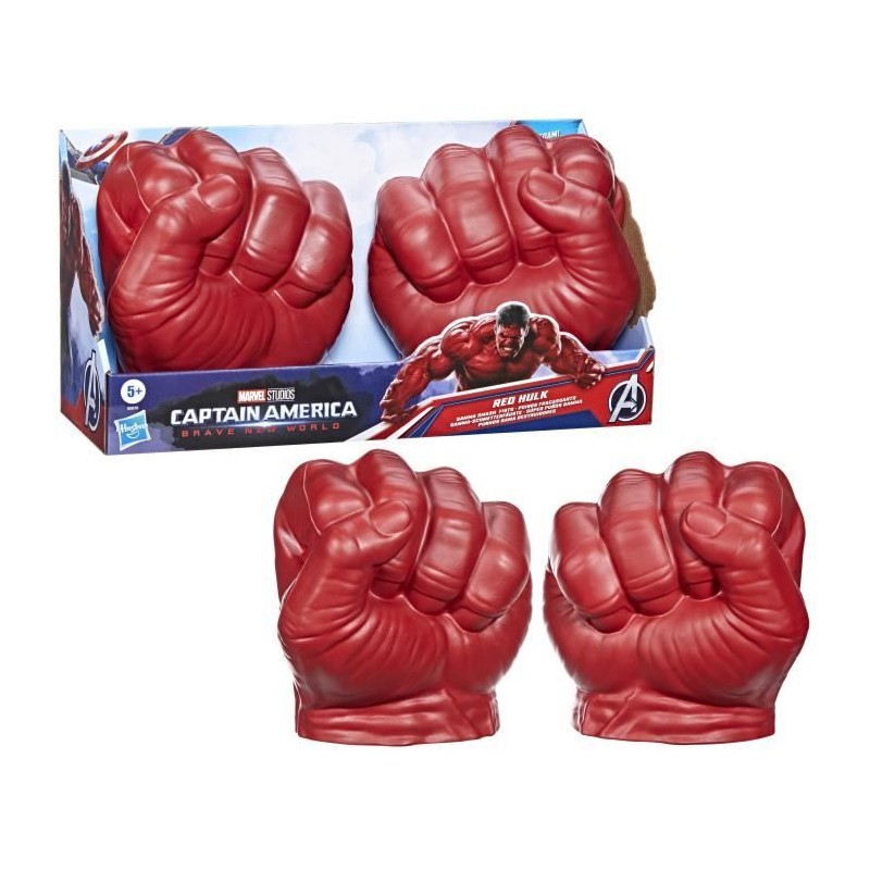 Poings fracassants de Red Hulk, jouet de déguisement, Marvel Avengers Poings fracassants de Red Hulk, jouet de déguisement, Marvel Avengers