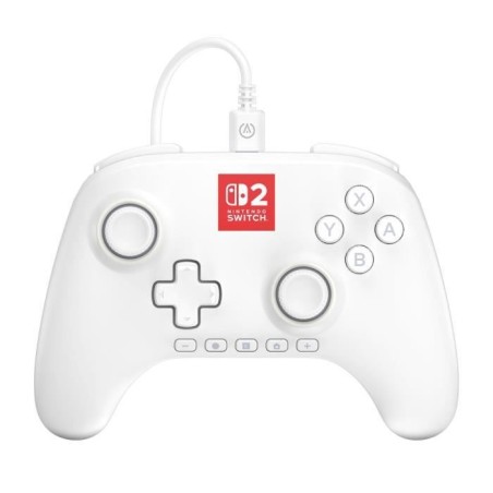 Manette de jeu - Nintendo Switch 2 - Lumectra - Filaire - Blanc - Powe