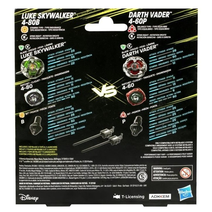Beyblade X Multipack Toupie Luke Skywalker 4-80B vs. Darth Vader 4-60B, Star Wars, Des 8 ans Beyblade X Multipack Toupie Luke Skywalker 4-80B vs. Darth Vader 4-60B, Star Wars, Des 8 ans