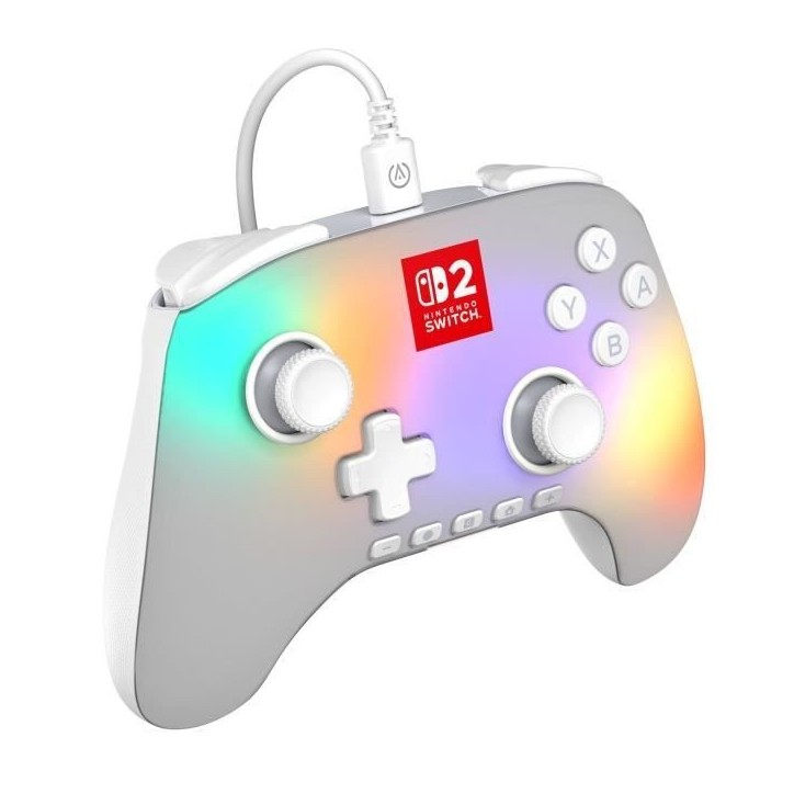 Manette de jeu - Nintendo Switch 2 - Lumectra - Filaire - Blanc - Power A