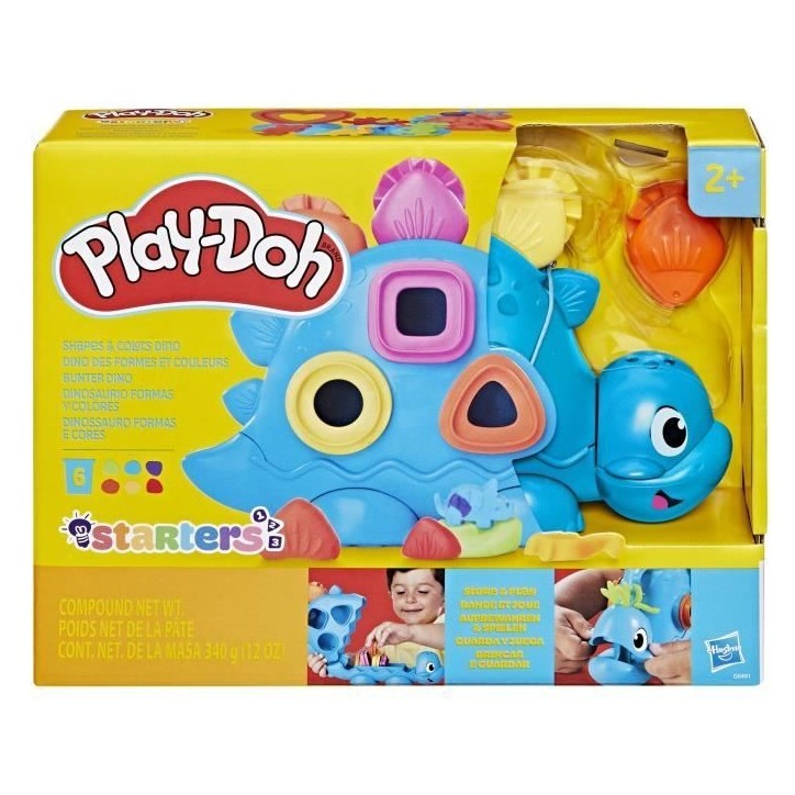 Play-Doh Starters Dino des formes et couleurs, loisirs créatifs de pâte a modeler pour enfants, des 2 ans