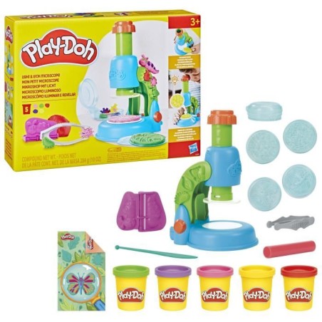Play-Doh Mon petit microscope, pâte a modeler, 9 accessoires et 5 c
