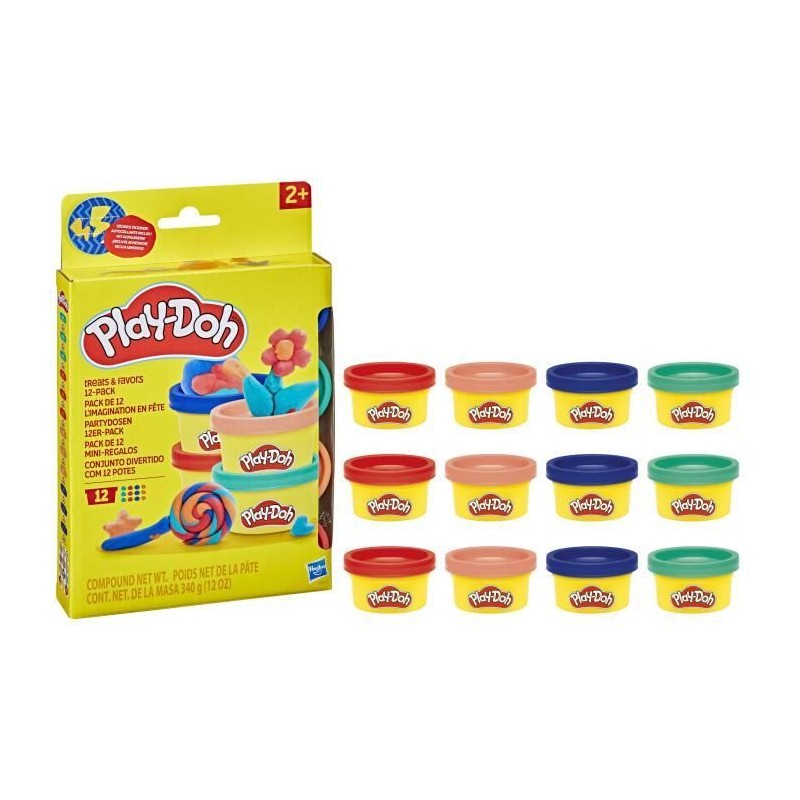 Play-Doh Pack de 12 L'imagination en fete, autocollants et pots de pâ Play-Doh Pack de 12 L'imagination en fete, autocollants et pots de pâ