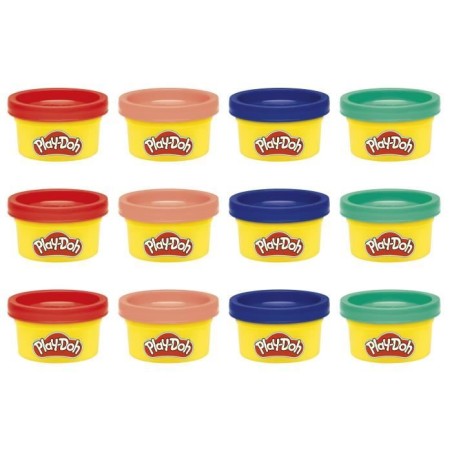 Play-Doh Pack de 12 L'imagination en fete, autocollants et pots de pâte a modeler de 28 g, petits cadeaux, loisirs créatifs p