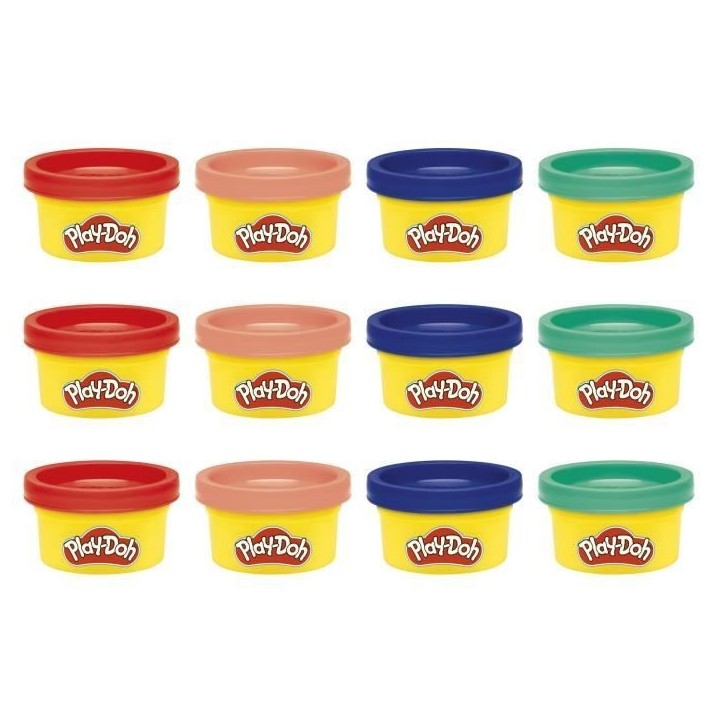 Play-Doh Pack de 12 L'imagination en fete, autocollants et pots de pâte a modeler de 28 g, petits cadeaux, loisirs créatifs p